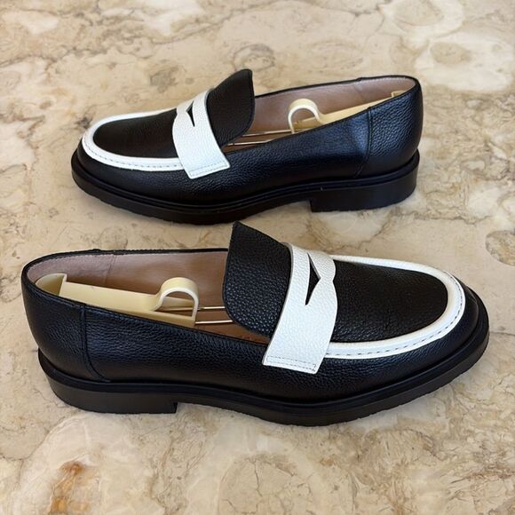 New! WONDERS B-9104 Wild Leather Loafers Black & White - Picture 4 of 10